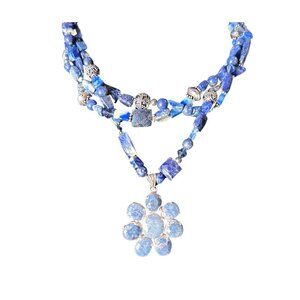 Natural Blue Lapis & turquoise custom necklace, bracelet and matching earrings